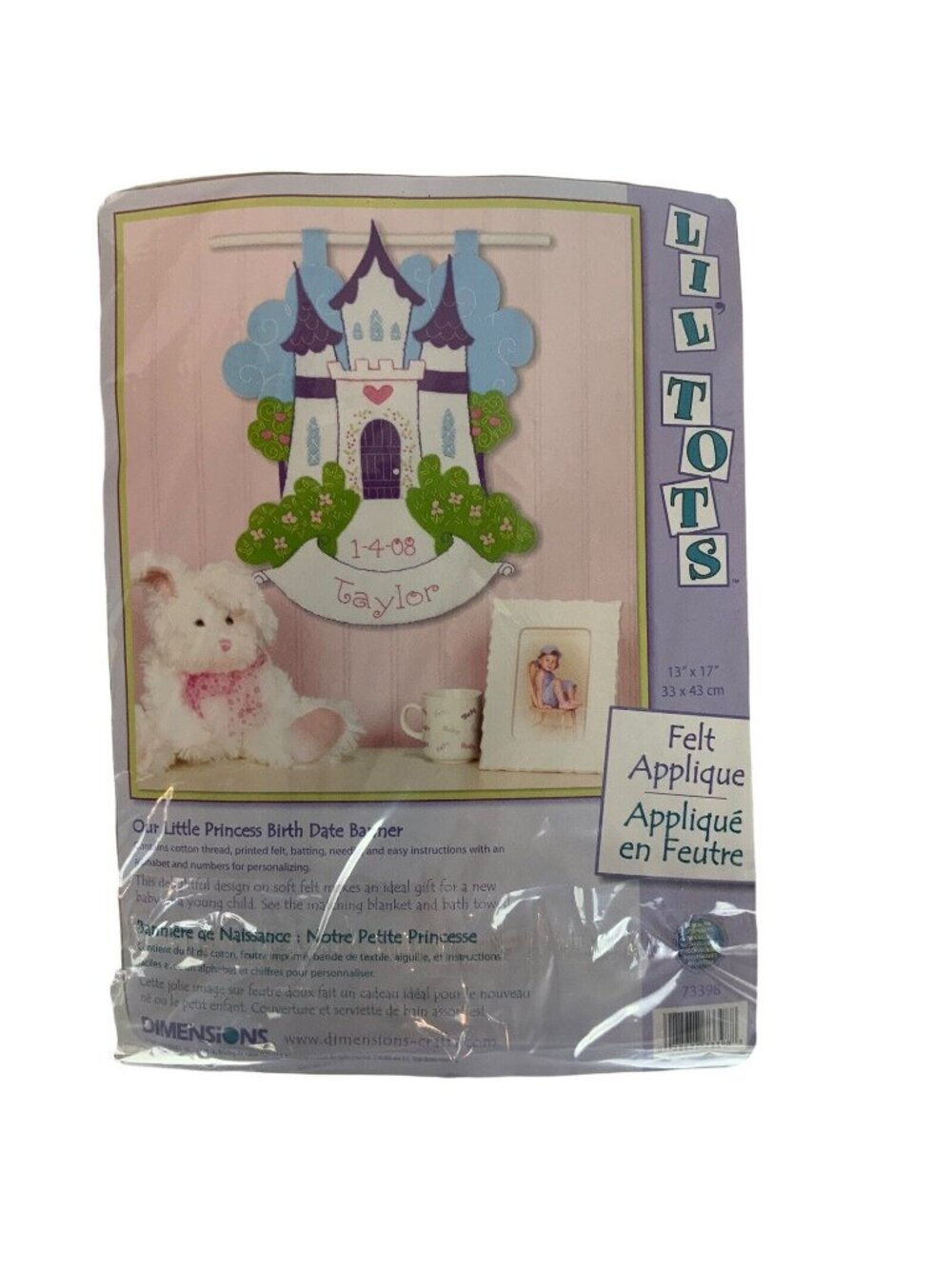 Dimensions Lil Tots Felt Appliqué Our Little Princess Birth Date Banner Kit